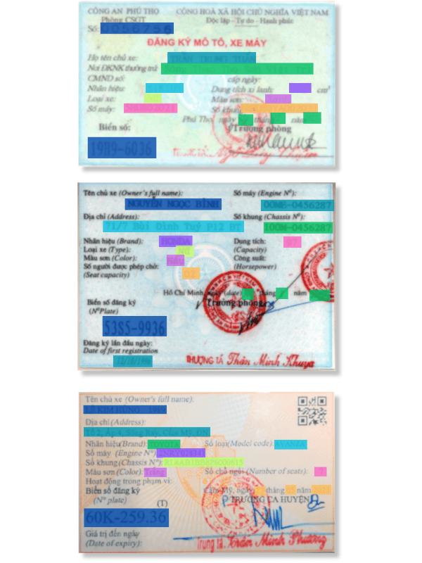 Các mẫu đăng ký xe đã ban hành