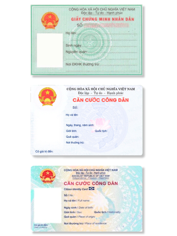 Các loại CMND 9 số, 12 số, CCCD, CCCD gắn Chip